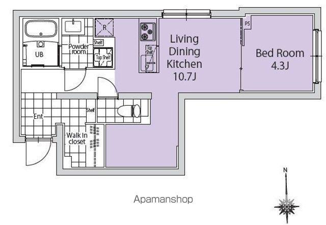 EXAM新中野Ⅱ(1LDK/1階)の間取り写真