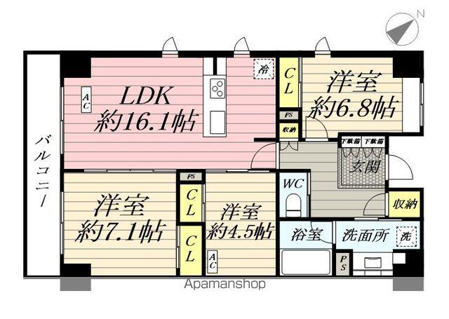 クラシアム神奈川台場(3LDK/7階)の間取り写真