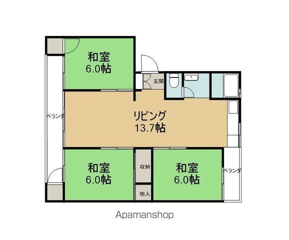 渚マンションA(3LDK/2階)の間取り写真