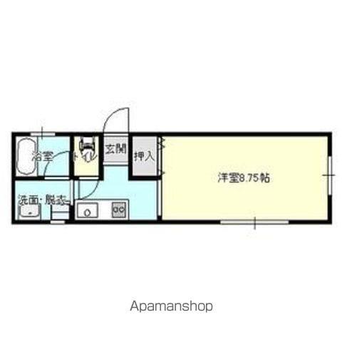 ピースフルⅢ(1K/1階)の間取り写真