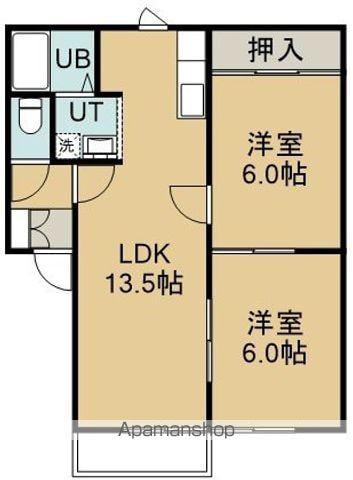 パナハイツ中道(2LDK/2階)の間取り写真