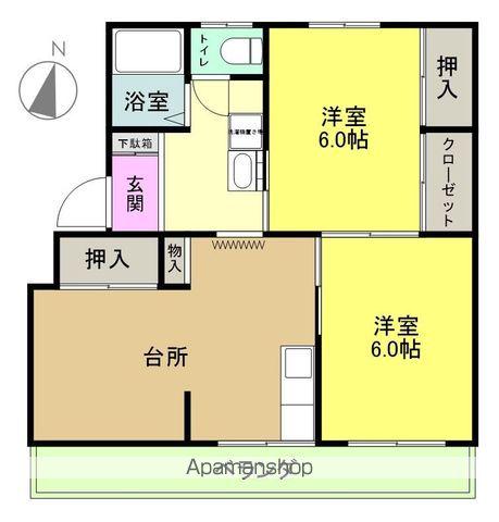 プロレジデンス(2DK/3階)の間取り写真