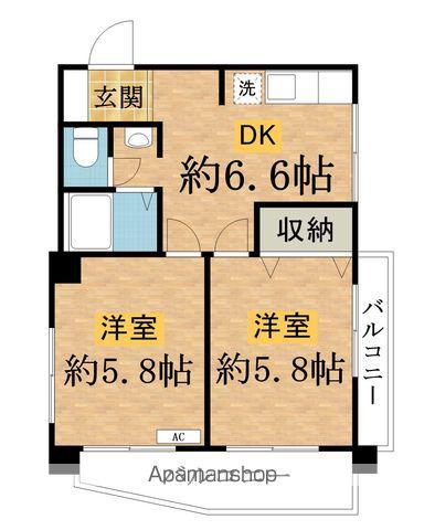 松栄ビル(2K/2階)の間取り写真