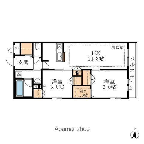 ジャンヴィエ・ルナ(2LDK/3階)の間取り写真