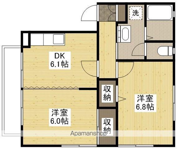 フォブール中央(2DK/2階)の間取り写真