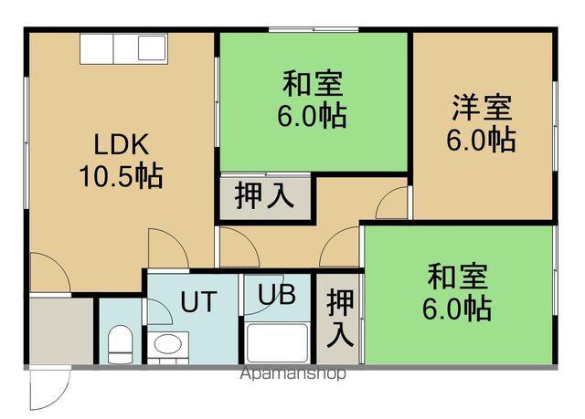 サニーハイツ 2(3LDK/1階)の間取り写真