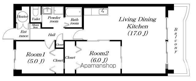 ビバリーマンションⅤ(2LDK/3階)の間取り写真