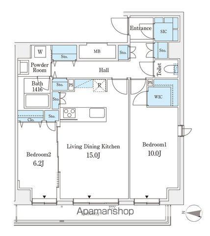 ラ・カーサ広尾(2LDK/5階)の間取り写真