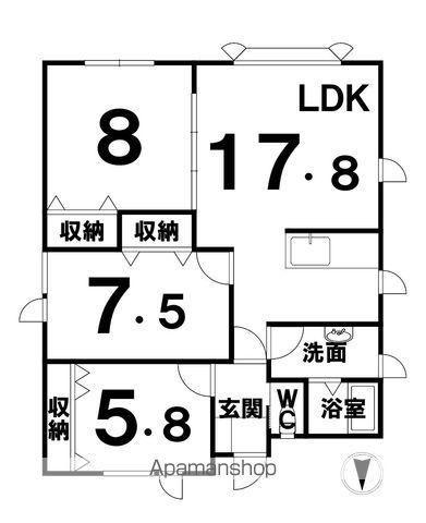 根室本線 帯広駅 徒歩56分 1階建 築24年(3LDK)の間取り写真