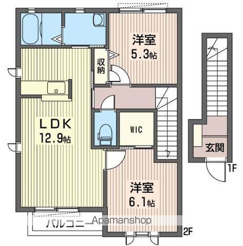 アーバンヒルズB棟(2LDK/2階)の間取り写真