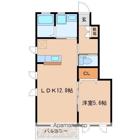 サニーハイツ朝日(1LDK/1階)の間取り写真