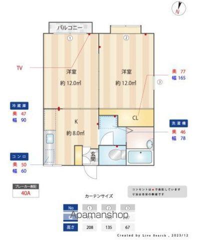 高稲荷ハイツ(2K/1階)の間取り写真