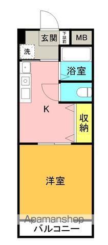 カーサ弐番丁(1DK/4階)の間取り写真