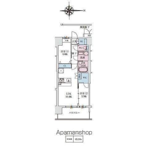 スプランディッドあびこ駅前(2LDK/13階)の間取り写真