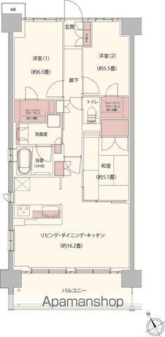 クレストフォルム柏サウスウィング(3LDK/1階)の間取り写真