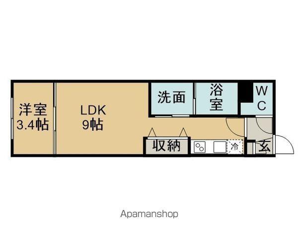 LUORE黒川イースト(1LDK/3階)の間取り写真