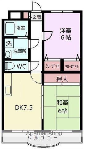 リージングマンションⅠ(2DK/4階)の間取り写真