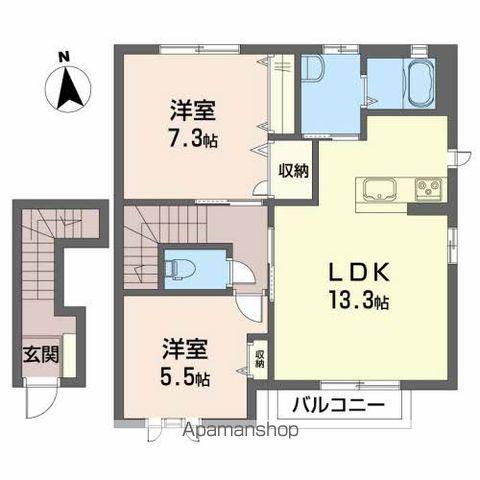 サングリーンB(2LDK/2階)の間取り写真