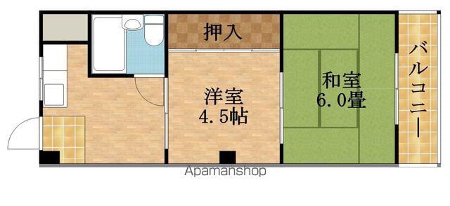 ブルースカイハイツ新森(2K/3階)の間取り写真