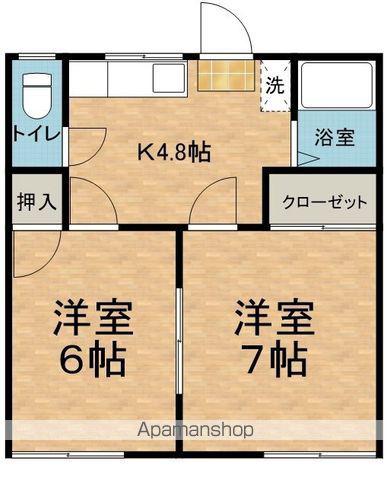 フォーブル加藤C棟(2K/1階)の間取り写真