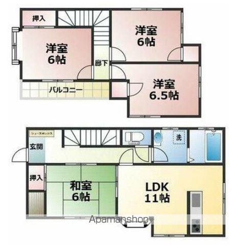 伊予鉄道横河原線 牛渕団地前駅 徒歩4分 2階建 築34年(4LDK)の間取り写真