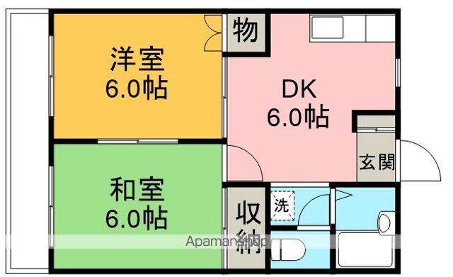 アラタA棟(2DK/1階)の間取り写真