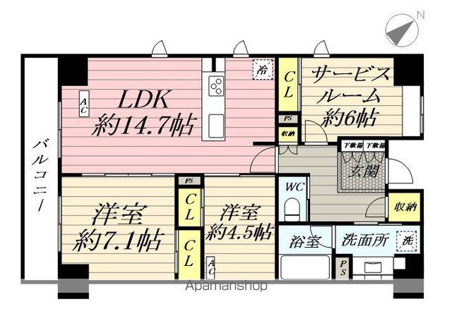 クラシアム神奈川台場(2SLDK/1階)の間取り写真