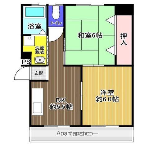 コーポよもぎ(2DK/3階)の間取り写真