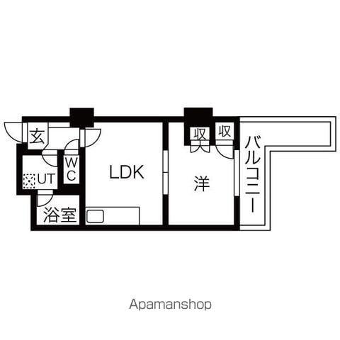 シャンポール芳野(1LDK/3階)の間取り写真