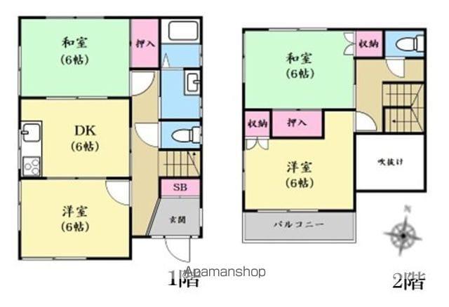 千代田・常磐緩行線 南柏駅 徒歩22分 2階建 築47年(4DK)の間取り写真