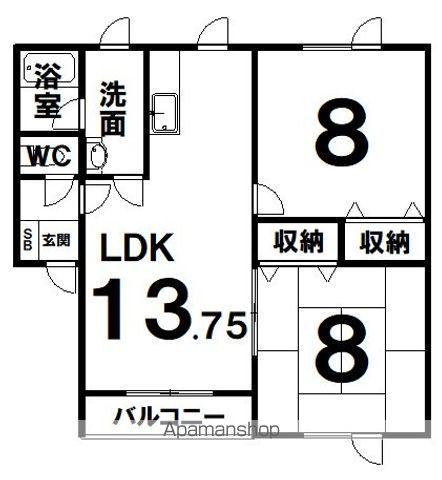 レジデンス星が浦A(2LDK/2階)の間取り写真