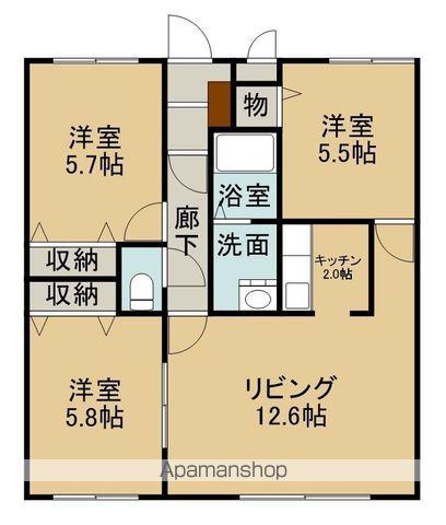 シティパレス的場(3LDK/3階)の間取り写真