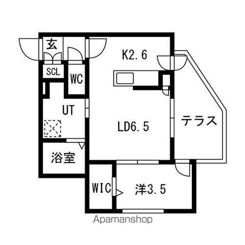 アルファスクエア北2西23(1LDK/1階)の間取り写真