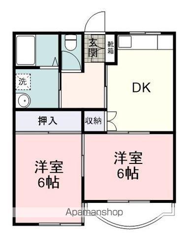 サンシャイン中原(2DK/1階)の間取り写真