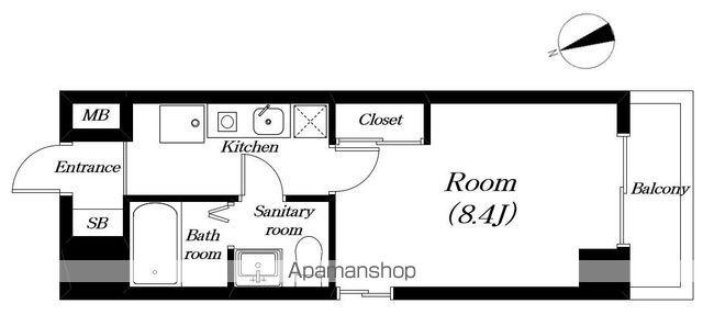 ソレイユ豊PART1(1K/5階)の間取り写真