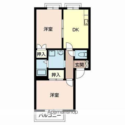 ハイツ藤(2DK/2階)の間取り写真