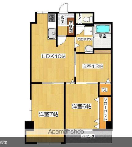 第一堤ハイツ(3LDK/4階)の間取り写真