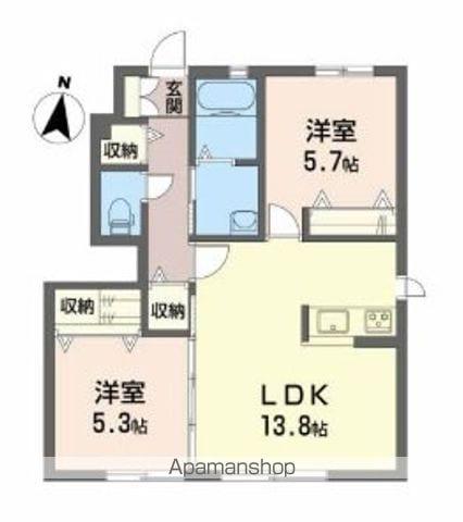 シャーメゾン・ブランB棟(2LDK/1階)の間取り写真