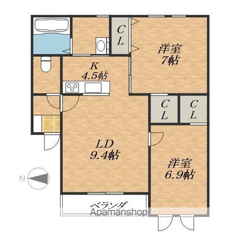 シエログランデⅢ(2LDK/3階)の間取り写真