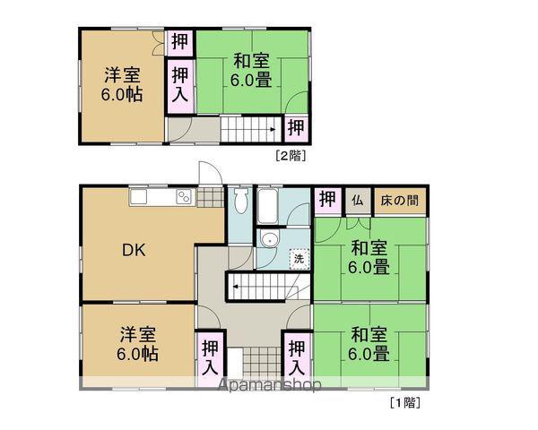 予讃線 大西駅 徒歩30分 2階建 築51年(5DK)の間取り写真
