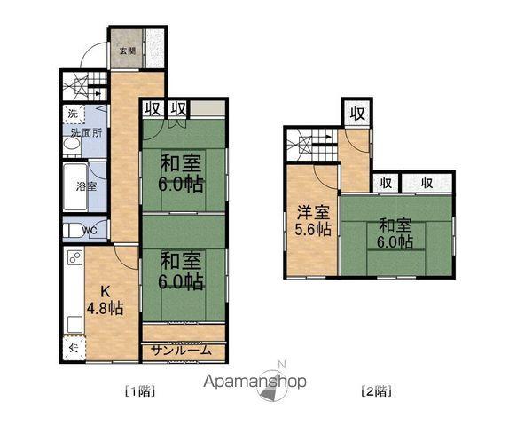ハピラインふくい 森田駅 徒歩42分 2階建 築44年(4K)の間取り写真