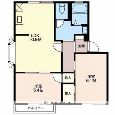 シャイニーグレンジ岡A棟(2LDK/2階)の間取り写真