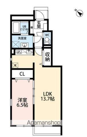 アムール武蔵野(1LDK/1階)の間取り写真