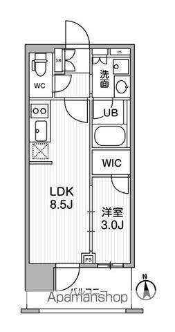 シーズンフラッツ新御徒町イースト(1LDK/9階)の間取り写真