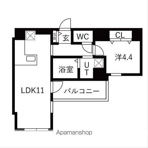 ザ・レジデンスパーク栄(1LDK/8階)の間取り写真