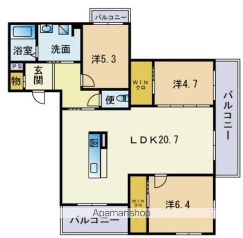 シャーメゾン松崎スカイヒル(3LDK/3階)の間取り写真