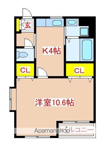 サンパーク国分D棟(1K/1階)の間取り写真