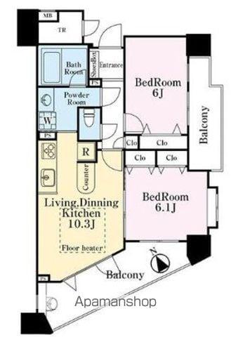 ラングマンション立川(2LDK/2階)の間取り写真
