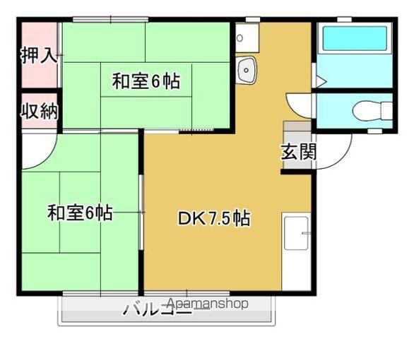 サンライフすずがみね(2DK/2階)の間取り写真