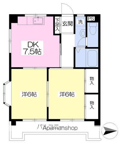 キャッスル畑寺(2DK/2階)の間取り写真